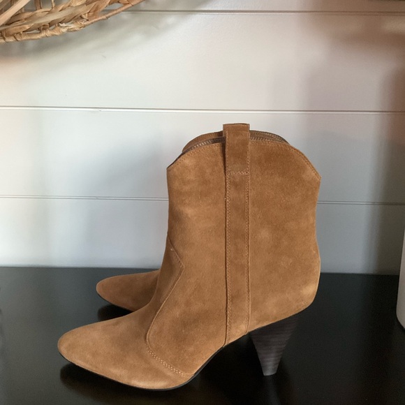 Marc Fisher Carissa Caramel Suede Ankle Boots - Picture 2 of 9